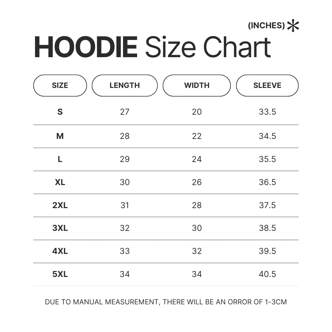 Hoodie Size Chart - Black Pink Merch